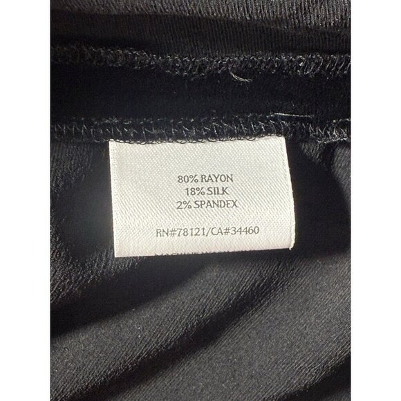 Eileen Fisher Dress Women's Sz S Black Velvet Midi 3/4 Sleeve Silk Blend A-Line - Picture 4 of 8